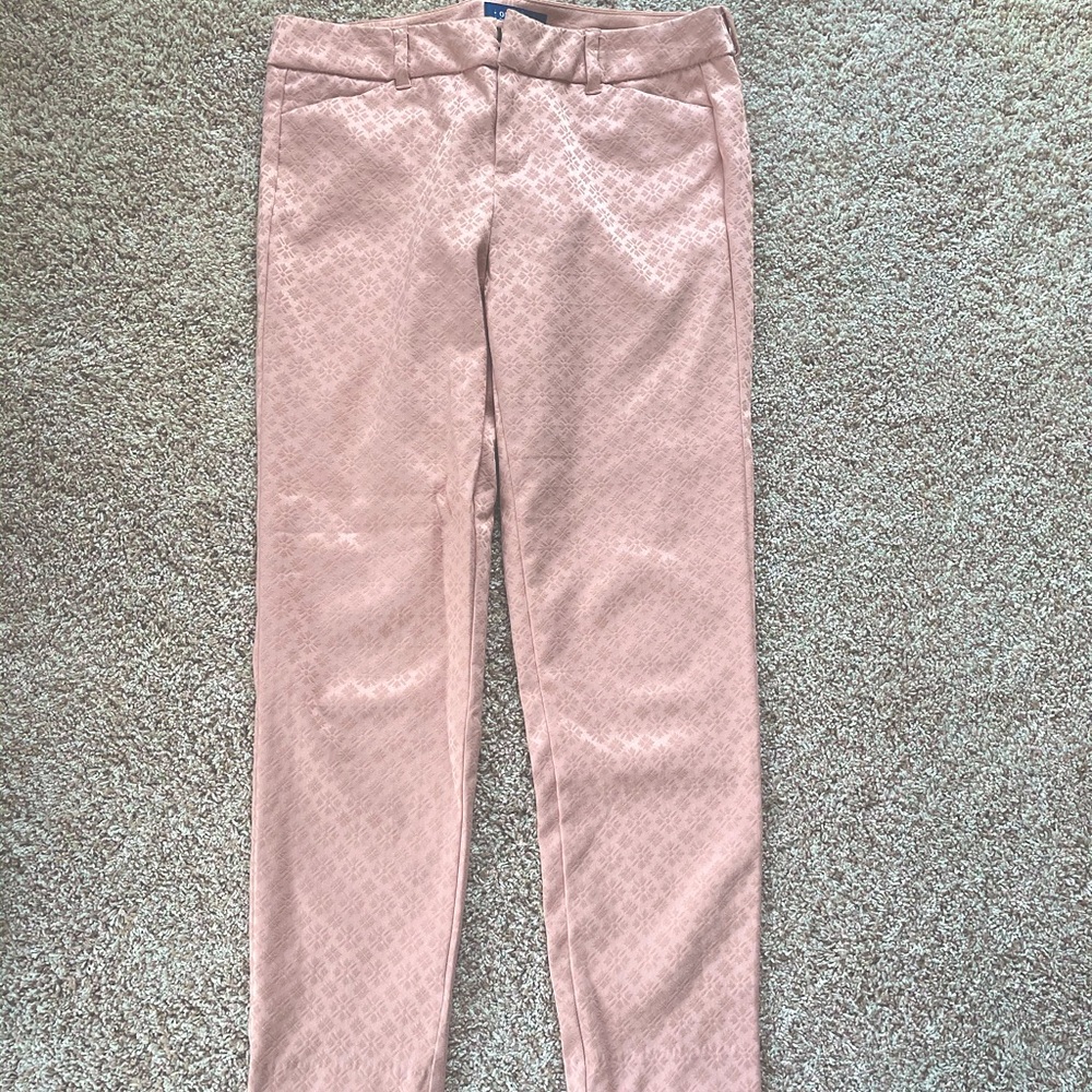 Pink Jacquard Cropped Dress Pants